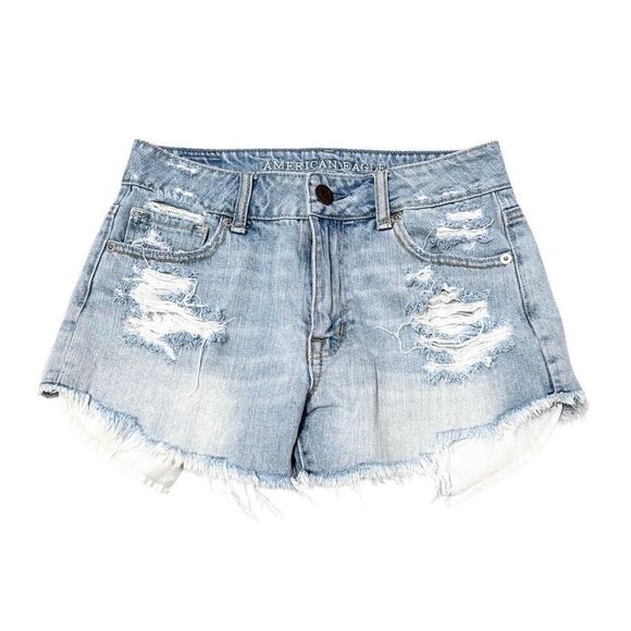 American Eagle Women’s Cutoff Distressed Denim Shorts Size 0 - Picture 1 of 5